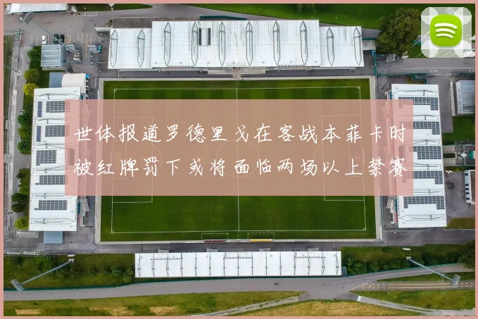 世体报道罗德里戈在客战本菲卡时被红牌罚下或将面临两场以上禁赛处罚